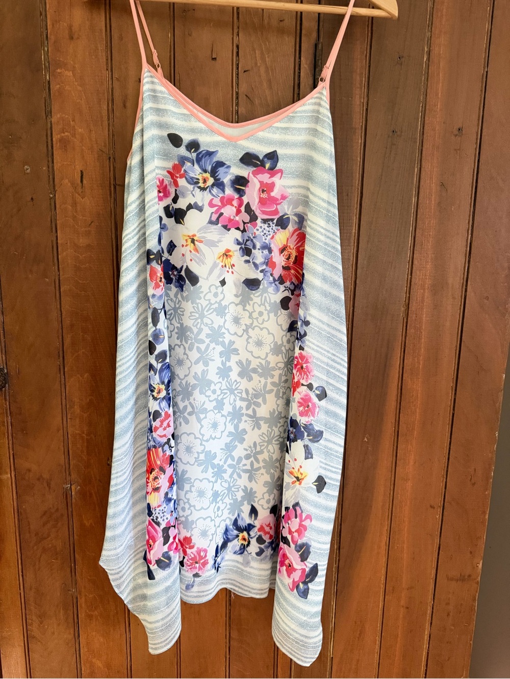Max Studio Pink Trim Floral Print Top